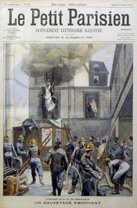 Rescue during a fire by the Firefighters: a moving rescue - in Le Petit Parisien by French School