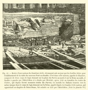 Remains of a twelfth-century house, recently unearthed by excavations for the establishment of the abutment of the new Pont-au-Double by French School