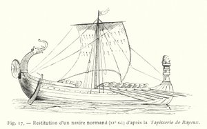 Restoration of a Norman Ship, 11th Century; After the Bayeux Tapestry by French School