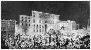 Riot at Lyon, 27th November 1768 by French School