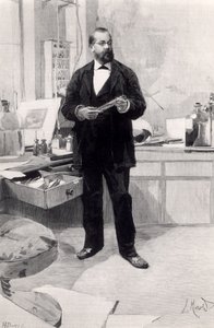 Robert Koch in his laboratory, from Le Monde Illustre, 29th November 1890 by French School