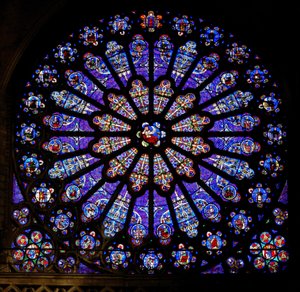 Rose window with nineteenth-century glass after a medieval design by French School