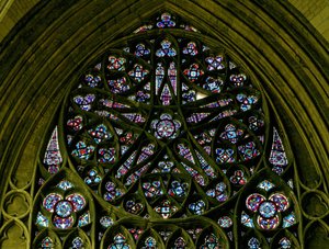 Rose window with nineteenth-century glass after a medieval design by French School