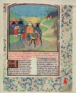 Alexander the Great addressing his men in the hope of persuading them to continue into India, from Quinte Curse Ruffe des Fais du Grant Alexandre, c.1468 by French School