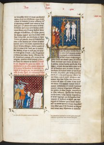 Murder of Charles, Count of Flanders Hanged (Louis VI, Book 20), from Les Grandes Chroniques de France