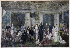 Royal families gathering in Denmark to celebrate silver wedding of the czar and czarina in a small village of Juleboekshusene from 