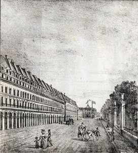 Rue de Rivoli, Paris - Alphabet Picturesque des Monumens de Paris c.1840 (engraving)