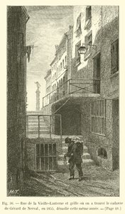 Rue de la Vieille-Lanterne and gate where the body of Gerard de Nerval was found in 1855, demolished that same year by French School