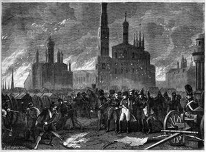 Russia Campaign 1812 - General Jean Ambroise Baston de Lariboisiere urges Napoleon to leave the Kremlin because of a danger of explosion - Moscow fire in 1812 - General Lariboisiere forces Napoleon to leave the Kremlin, threatening a formidable explosion