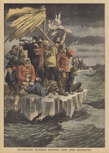 Russian fishermen adrift on an ice floe by French School
