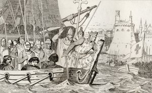 Saint Louis IX leads his troops in battle, from 