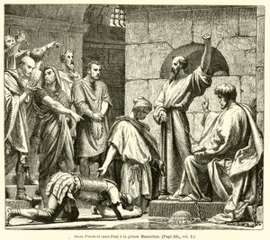 Saint Peter and Saint Paul in the Mamertine Prison (engraving) by French School