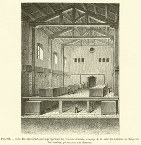 Room for Preparing Soda Lye and Section of the Basin Room (engraving) by French School