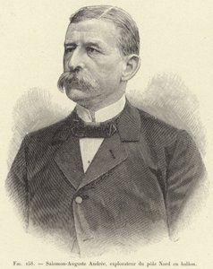 Salomon-Auguste Andrée, North Pole Explorer by Balloon (engraving) by French School