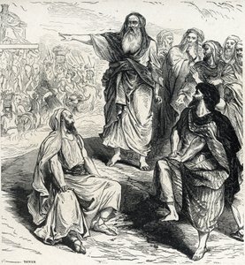 Samuel showing to the Israelites the dangers of having a king Engraving from Lahure 19th century Private Collection by French School