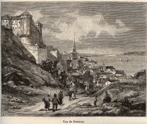 Saumur department of Maine-et-Loire, in the region Pays de la Loire - engraving in France illustree: geography, history, statistical administration by V.-A. Malt-Brown. 1884 by French School