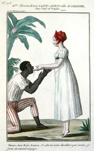 Scene from the opera of Paul et Virginie showing Mademoiselle Alexandrine Saint-Aubin in the role of Virginie by French School