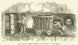 Scenes in the Coal Mines, England, The Trapper by French School