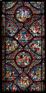 Scenes from the Life of Charlemagne (747-814) from the ambulatory, c.1215-25 by French School