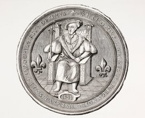 Seal of the King of the Basoche, the leader of the guild of legal clerks of the Paris court system, from Les Arts au Moyen Age, published 1873 by French School