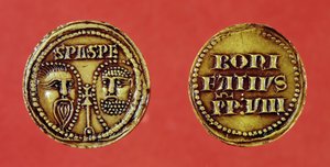 Seal with the heads of St. Paul and St. Peter, from a bull of Pope Boniface VIII, recto and verso, 1295 by French School