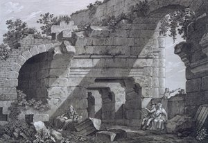Second tier galleries of the amphitheatre at Nimes, from Antiquities of France: Vol I, Monuments of Nimes by French School