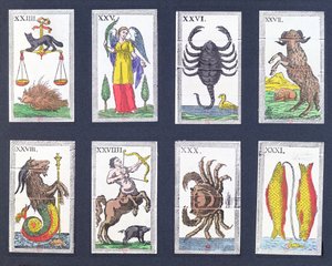 Selection of astrological tarot cards