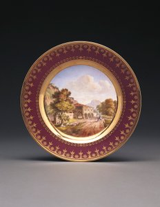 Sevres fond pourpre topographical plate