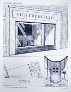 Shop Front, Plate 2, illustration from Devantures de Boutiques by Louis-Pierre Sezille, Paris by French School