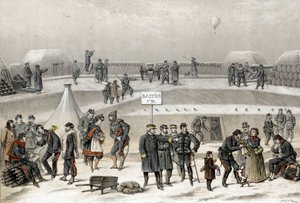 Siege of Paris in 1870 during the war 1870-1871. The soldiers prepare the defense of the city: one can see a soldier in the bunker by French School