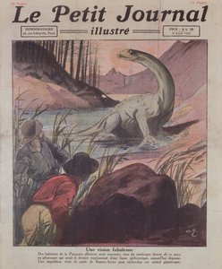Sighting of a Plesiosaurus in Patagonia, cover illustration of Le Petit Journal, 9 April, 1922 by French School