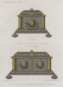 Silver filigree casket by French School