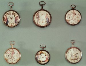 Six pocket watches decorated with Revolutionary symbols by French School