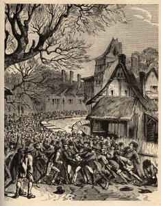Soule game (ancestor of football) - Le jeu de la soule en Basse Normandy (Ancetre presume du football et du rugby) - engraving in PATRIQUE DE LA FRANCE IN 6 VOLUES BY LUCIEN HUARD - end 19th century by French School