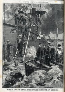 Spanish Admiral Cervera and his officers surrendered to the Americans