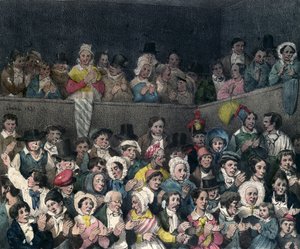 Spectators Applauding at the Theatre, engraved by Benard and Frey, 1837 by French School