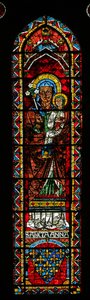 St Anne with the Virgin; Arms of France by French School