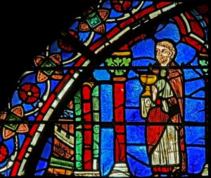 St Cheron window: priest with chalice