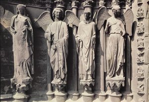 St. Nicasius with angels, Jamb figures from the west portal by French School