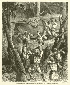 Stanley and His Companions in the Forests of Central Africa (engraving) by French School
