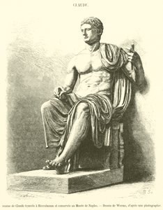 Statue of Claudius Found in Herculaneum and Preserved in the Naples Museum by French School