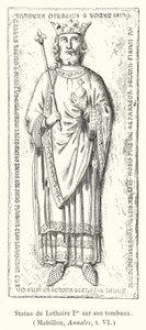Statue of Lothair I on his tomb by French School