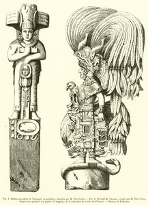 Monolithic Statue of Palenque, in Porphyry; Deity of Yucatan (engraving) by French School