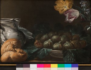 Still Life with Plate of Figs, Jug, Flowers and Bread