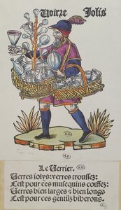 Street hawker selling glassware, from Cris de Paris by French School