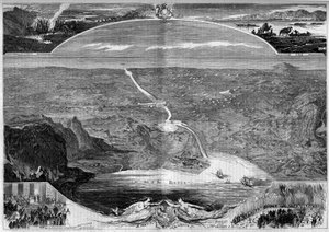 Suez Canal: Panoramic View of the Hole in the Isthmus of Suez (Egypt), Which Began Construction in 1859. Engraving by Morin in 
