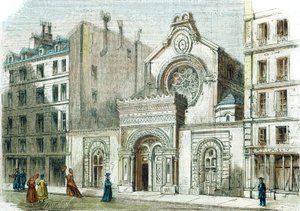 Synagogue on the Rue de la Victoire, Paris, c.1880 (colour engraving)