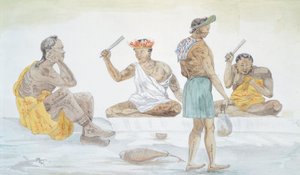 Tahitian Cloth Beaters, from the Journey of Louis I Duperrey, Polynesia 19th Century by French School