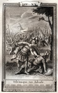 Telemachus kills Adraste - engraving of 1798 by Monnet in 