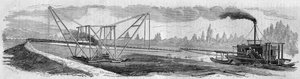 Test of a dredge intended for digging the Suez Canal by French School
